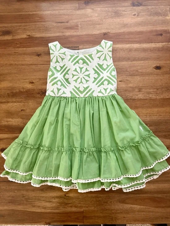 Well Dressed Wolf Girls Spearmint Green Snowflake Dress 4T Sleeveless Ruffle - Picture 1 of 7
